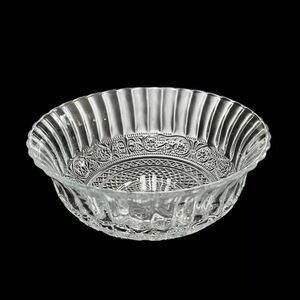 Vintage Crystal Clear Industries Trellis Serving  Bowl Clear Glass 7 1/2”